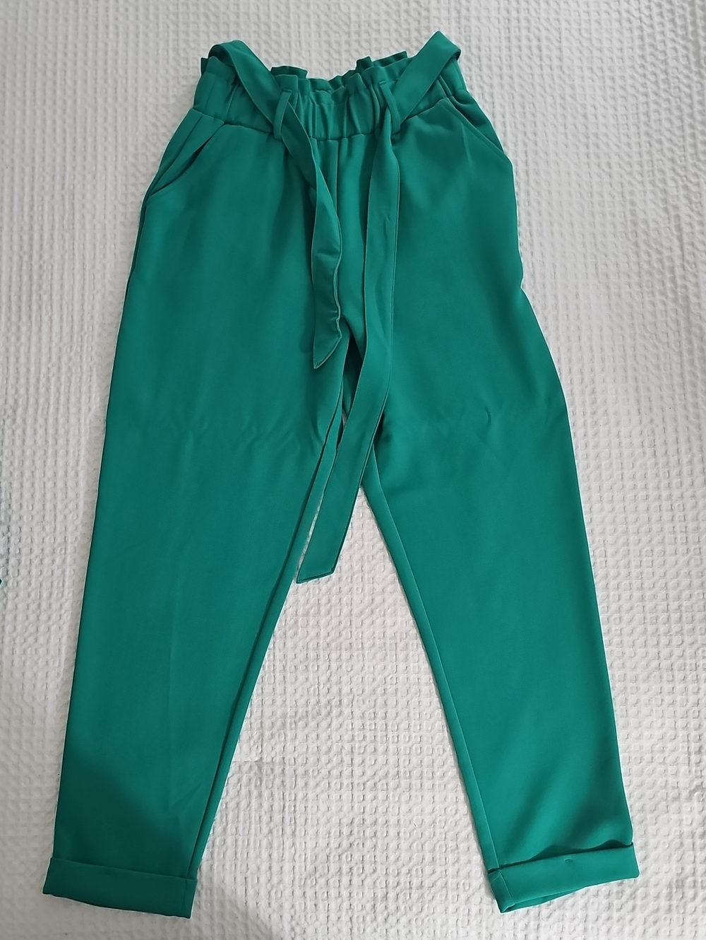 SO Teal Green Single-Button Blazer with Paperbag Waist Trousers M - Picture 3 of 4
